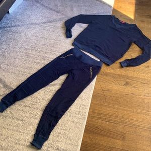 Navy distressed sweatshirt and Sweatpant set